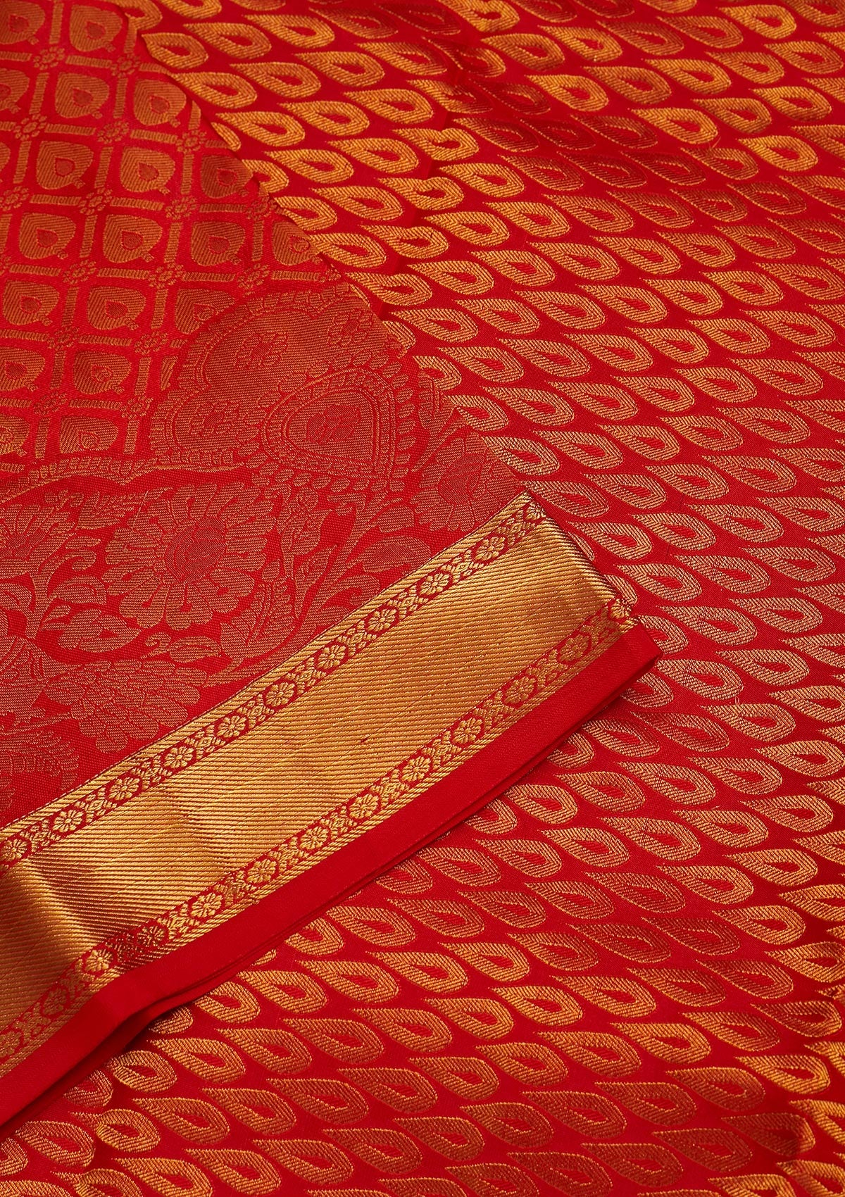 Red Zariwork Pure Silk Saree-Koskii