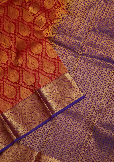 Red Zariwork Pure Silk Saree-Koskii