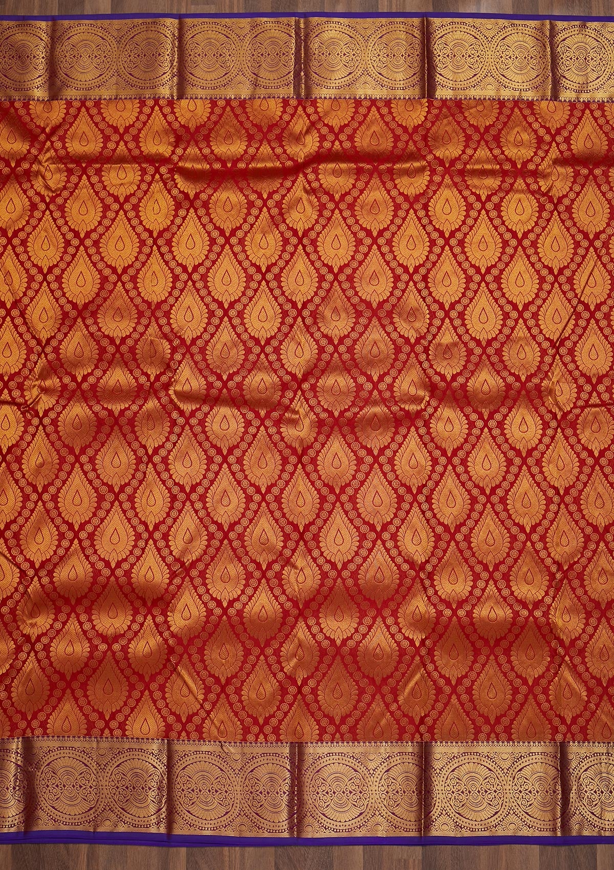 Red Zariwork Pure Silk Saree-Koskii