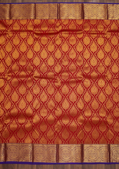 Red Zariwork Pure Silk Saree-Koskii