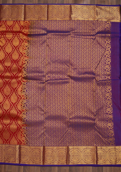 Red Zariwork Pure Silk Saree-Koskii