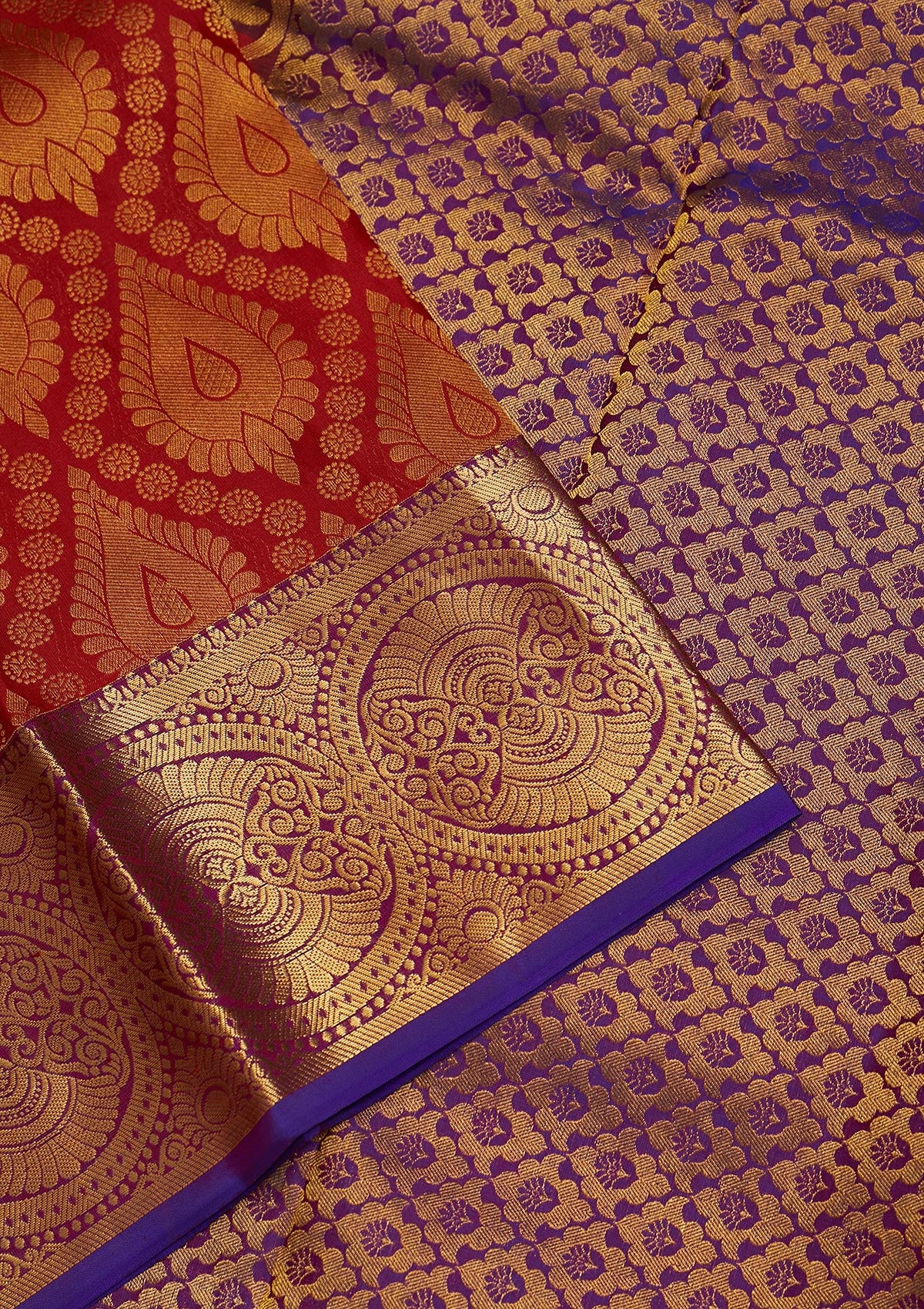 Red Zariwork Pure Silk Saree-Koskii