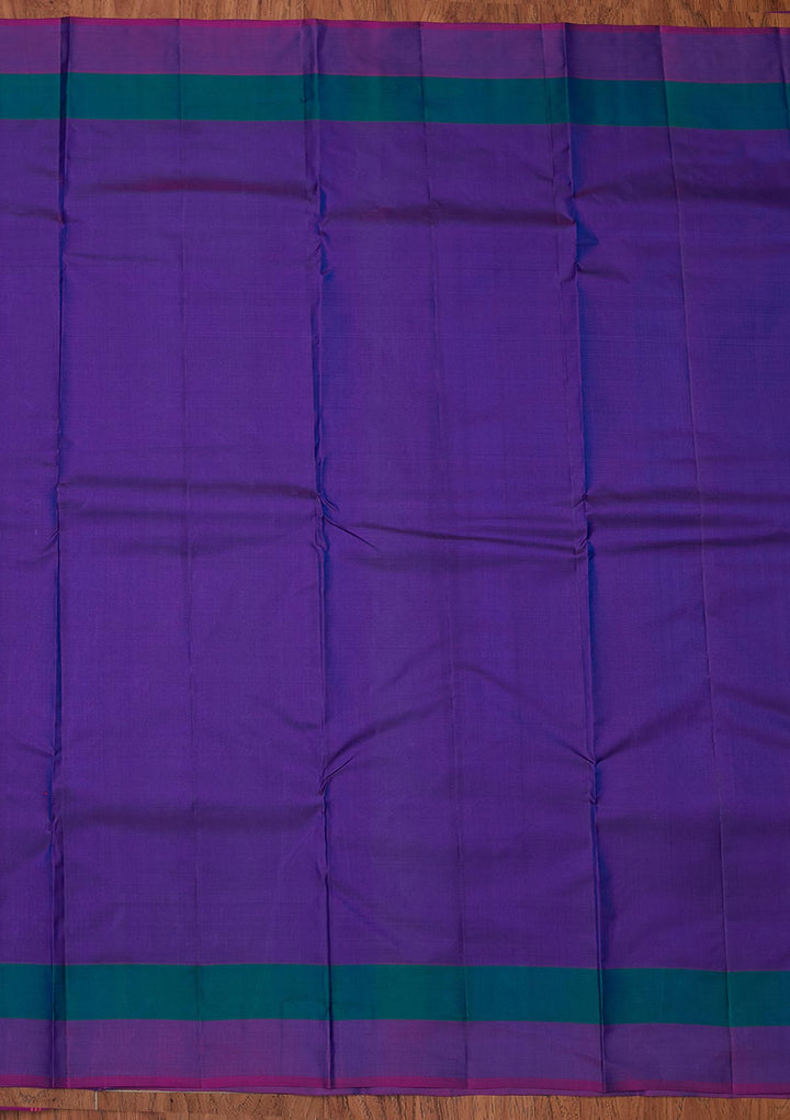 Royal Blue Zariwork Pure Silk Designer Unstitched Saree - Koskii