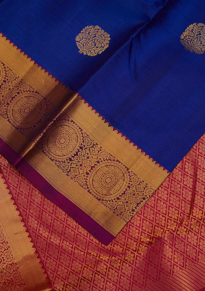 Royal Blue Zariwork Pure Silk Designer Saree - Koskii