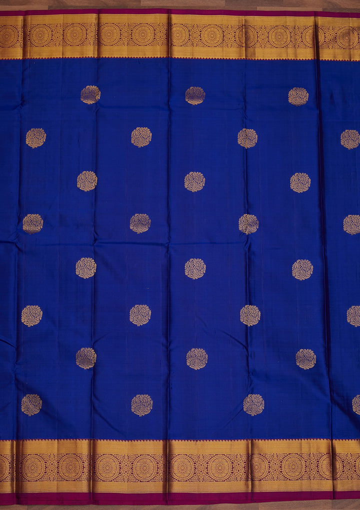 Royal Blue Zariwork Pure Silk Designer Saree - Koskii