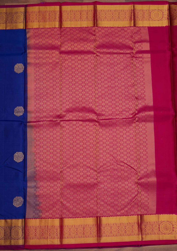 Royal Blue Zariwork Pure Silk Designer Saree - Koskii