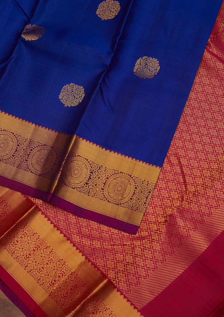 Royal Blue Zariwork Pure Silk Designer Saree - Koskii