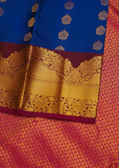 Royal Blue Zariwork Pure Silk Designer Saree - Koskii