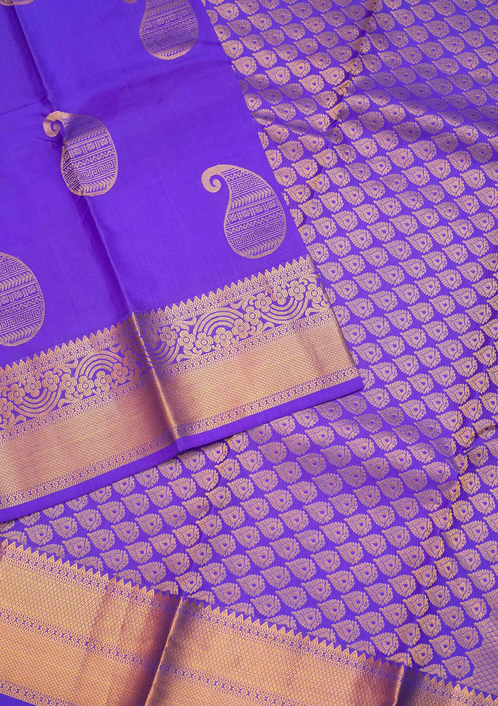 Royal Blue Zariwork Pure Silk Saree - Koskii
