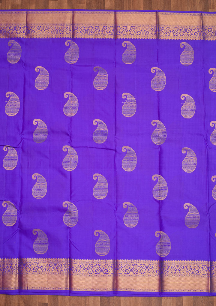 Royal Blue Zariwork Pure Silk Saree - Koskii