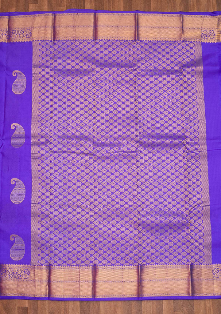 Royal Blue Zariwork Pure Silk Saree - Koskii