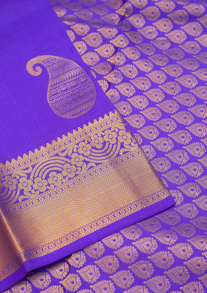 Royal Blue Zariwork Pure Silk Saree - Koskii