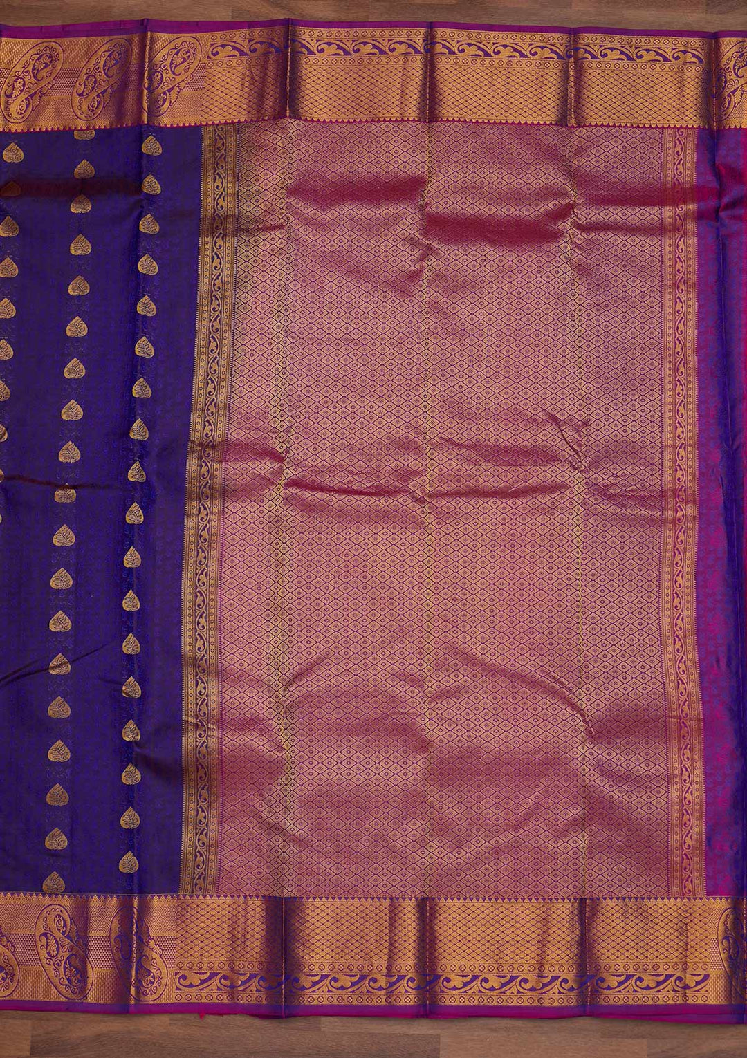 Royal Blue Zariwork Pure Silk Designer Saree - Koskii