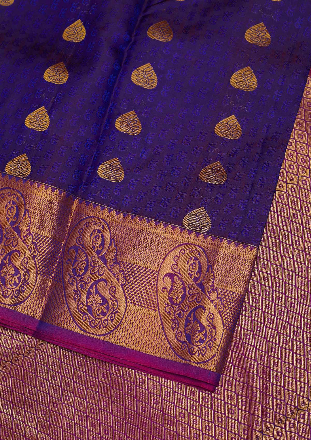 Royal Blue Zariwork Pure Silk Designer Saree - Koskii