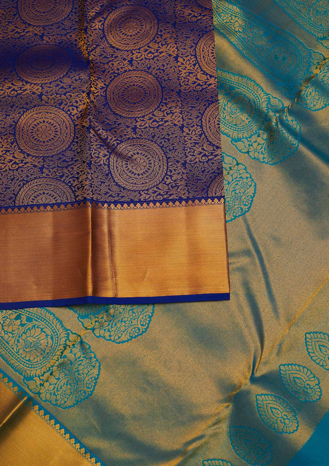Royal Blue Zariwork Pure Silk Designer Saree - Koskii