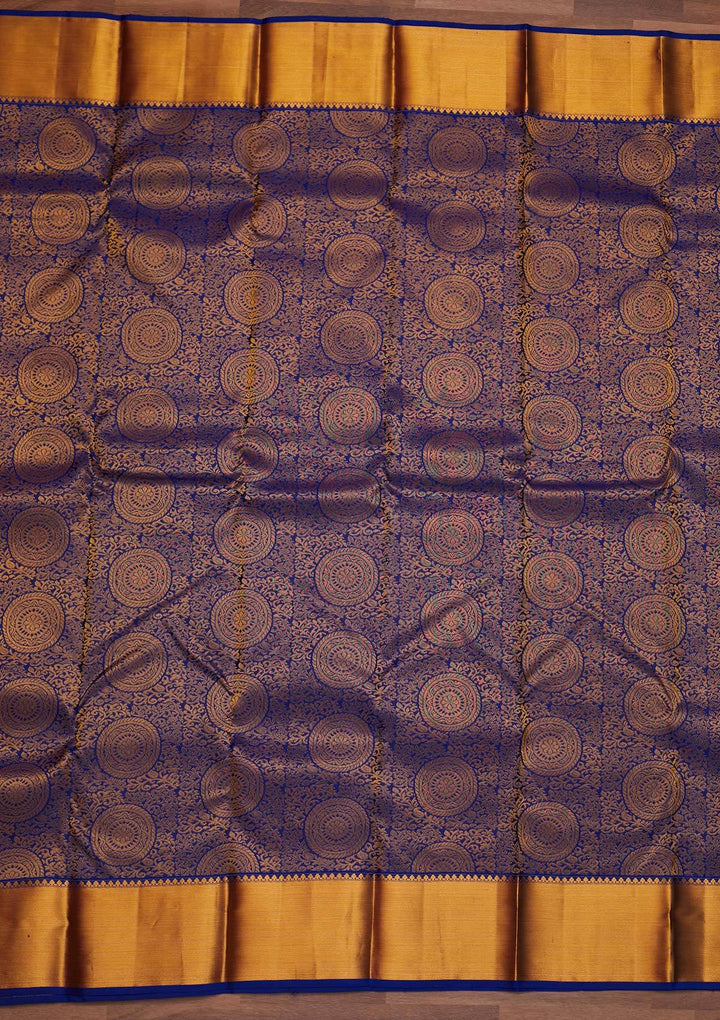 Royal Blue Zariwork Pure Silk Designer Saree - Koskii