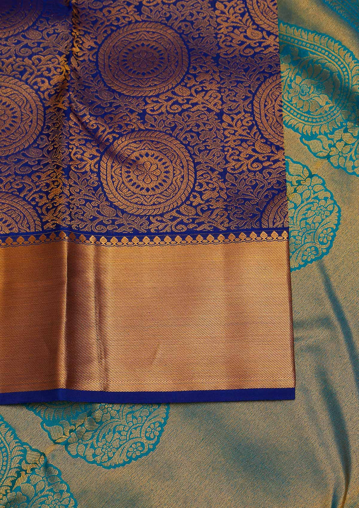 Royal Blue Zariwork Pure Silk Designer Saree - Koskii