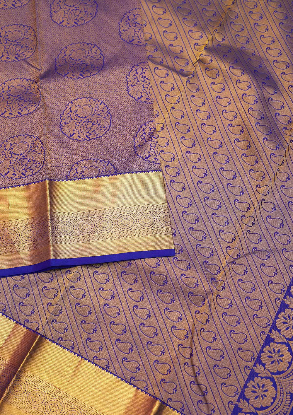 Royal Blue Zariwork Pure Silk Saree - Koskii