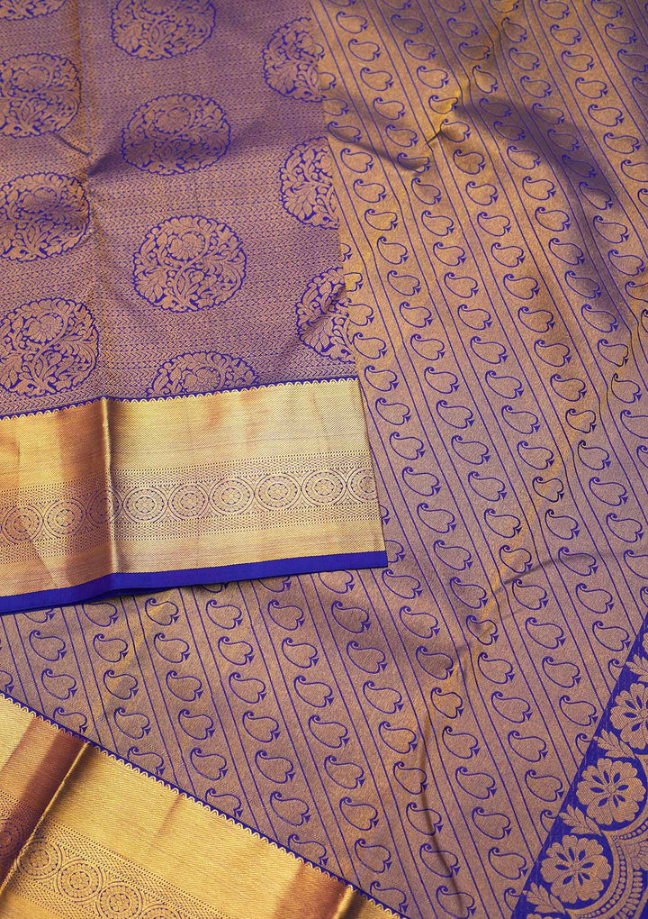 Royal Blue Zariwork Pure Silk Saree - Koskii