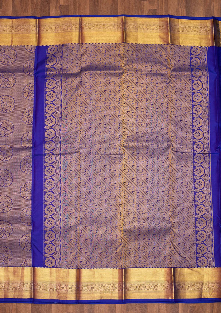 Royal Blue Zariwork Pure Silk Saree - Koskii