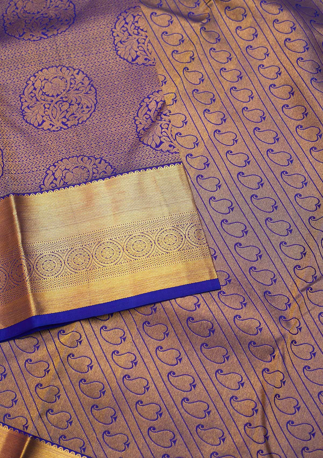 Royal Blue Zariwork Pure Silk Saree - Koskii