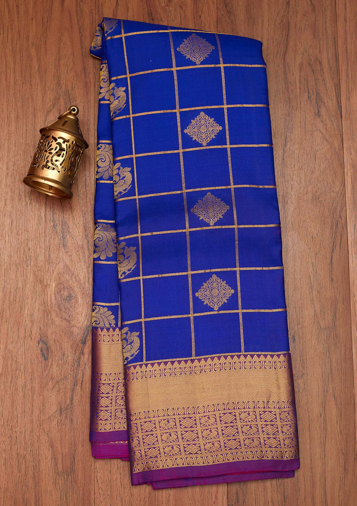 Royal Blue Zariwork Pure Silk Saree- Koskii