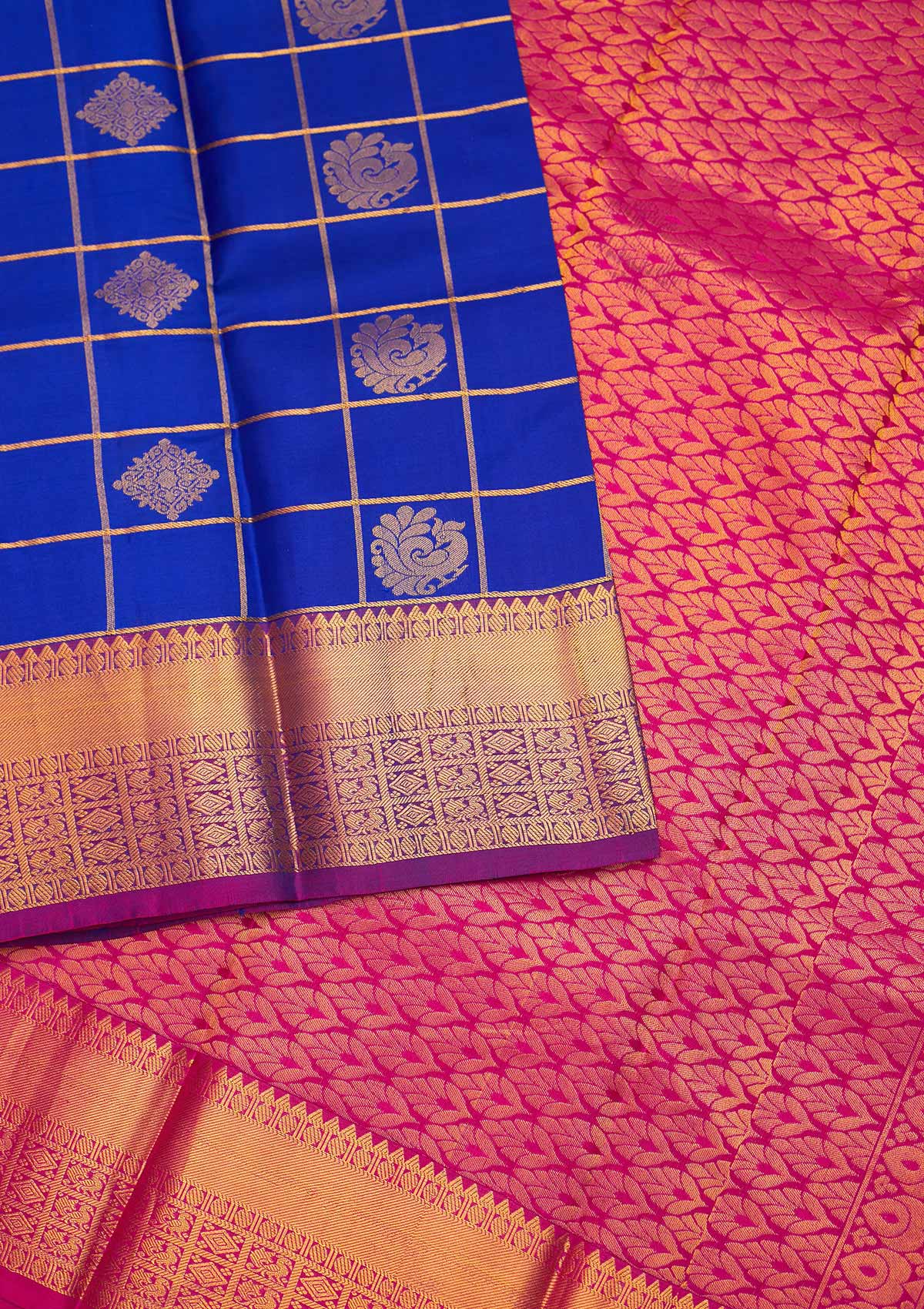 Royal Blue Zariwork Pure Silk Saree - Koskii