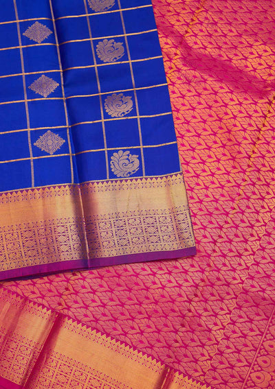 Royal Blue Zariwork Pure Silk Saree - Koskii