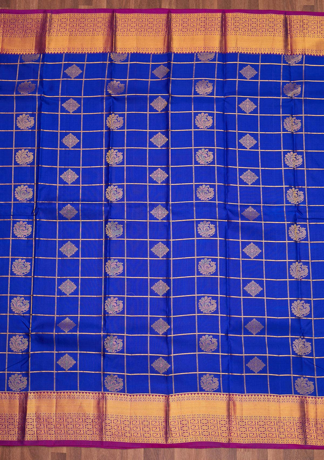Royal Blue Zariwork Pure Silk Saree - Koskii
