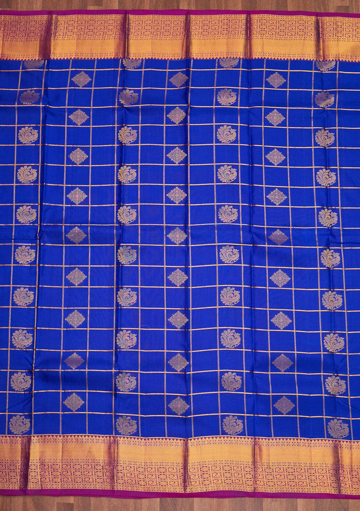 Royal Blue Zariwork Pure Silk Saree - Koskii