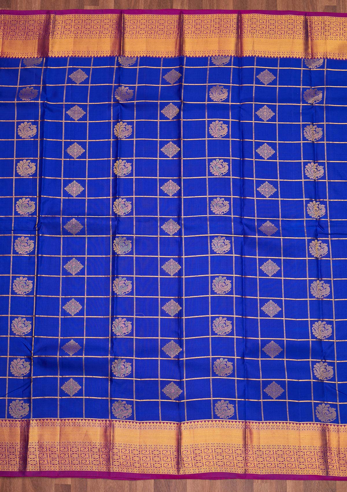 Royal Blue Zariwork Pure Silk Saree - Koskii