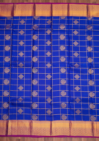 Royal Blue Zariwork Pure Silk Saree - Koskii