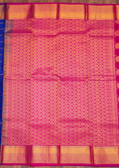 Royal Blue Zariwork Pure Silk Saree - Koskii
