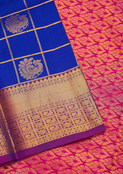 Royal Blue Zariwork Pure Silk Saree - Koskii