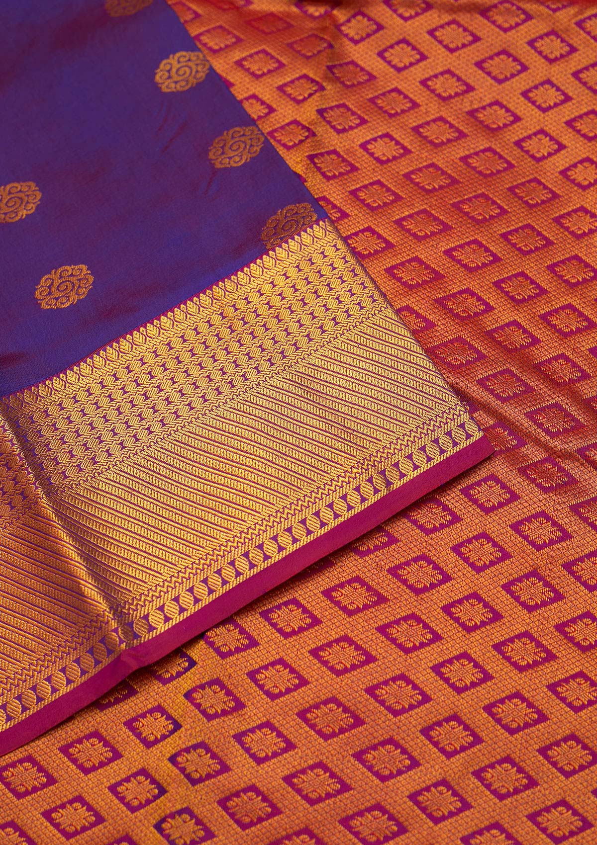 Royal Blue Zariwork Pure Silk Saree - Koskii