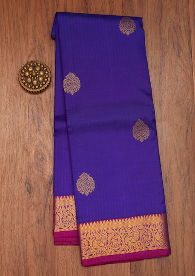 Royal Blue Zariwork Pure Silk Saree- Koskii