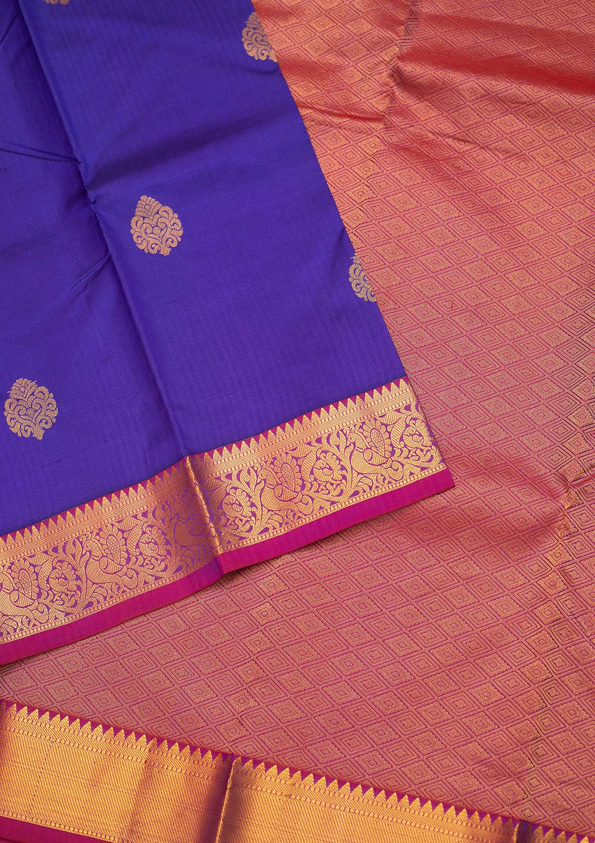 Royal Blue Zariwork Pure Silk Saree - Koskii