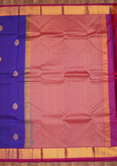 Royal Blue Zariwork Pure Silk Saree - Koskii