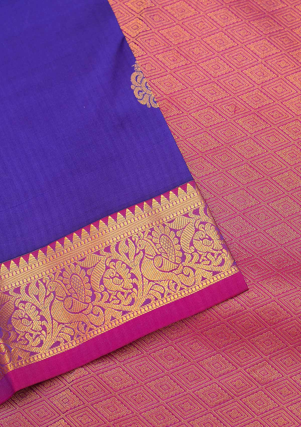 Royal Blue Zariwork Pure Silk Saree - Koskii