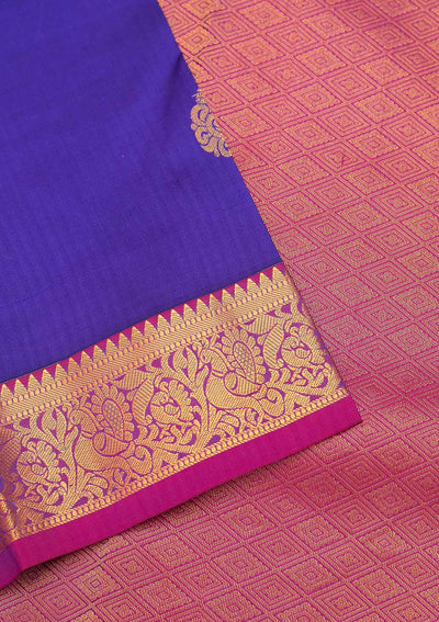 Royal Blue Zariwork Pure Silk Saree - Koskii