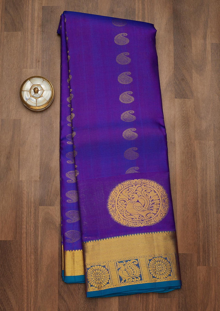 Royal Blue Zariwork Pure Silk Saree-Koskii