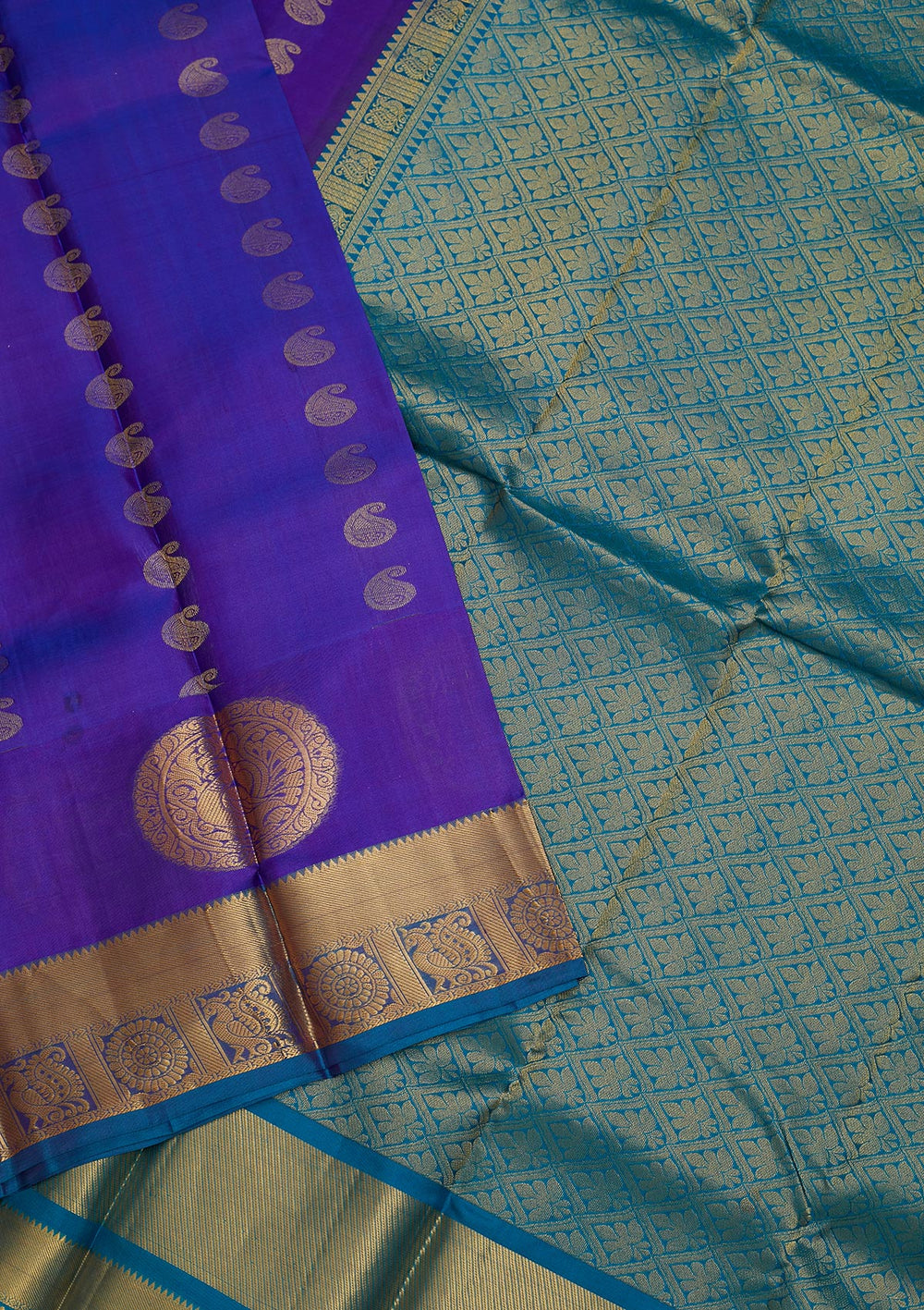 Royal Blue Zariwork Pure Silk Saree-Koskii