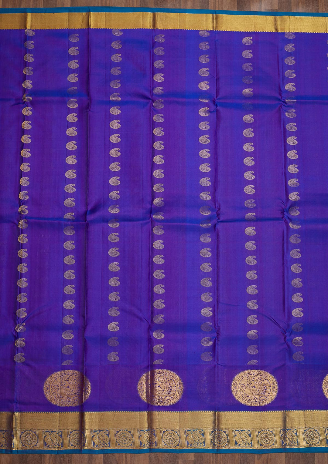 Royal Blue Zariwork Pure Silk Saree-Koskii