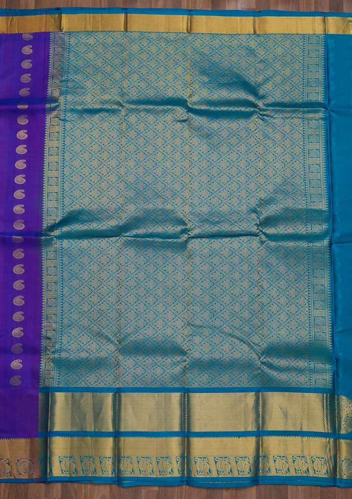 Royal Blue Zariwork Pure Silk Saree-Koskii