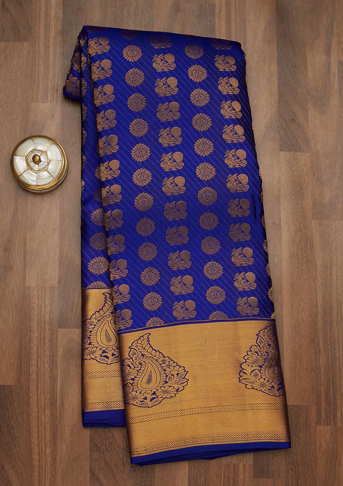 Royal Blue Zariwork Pure Silk Saree-Koskii