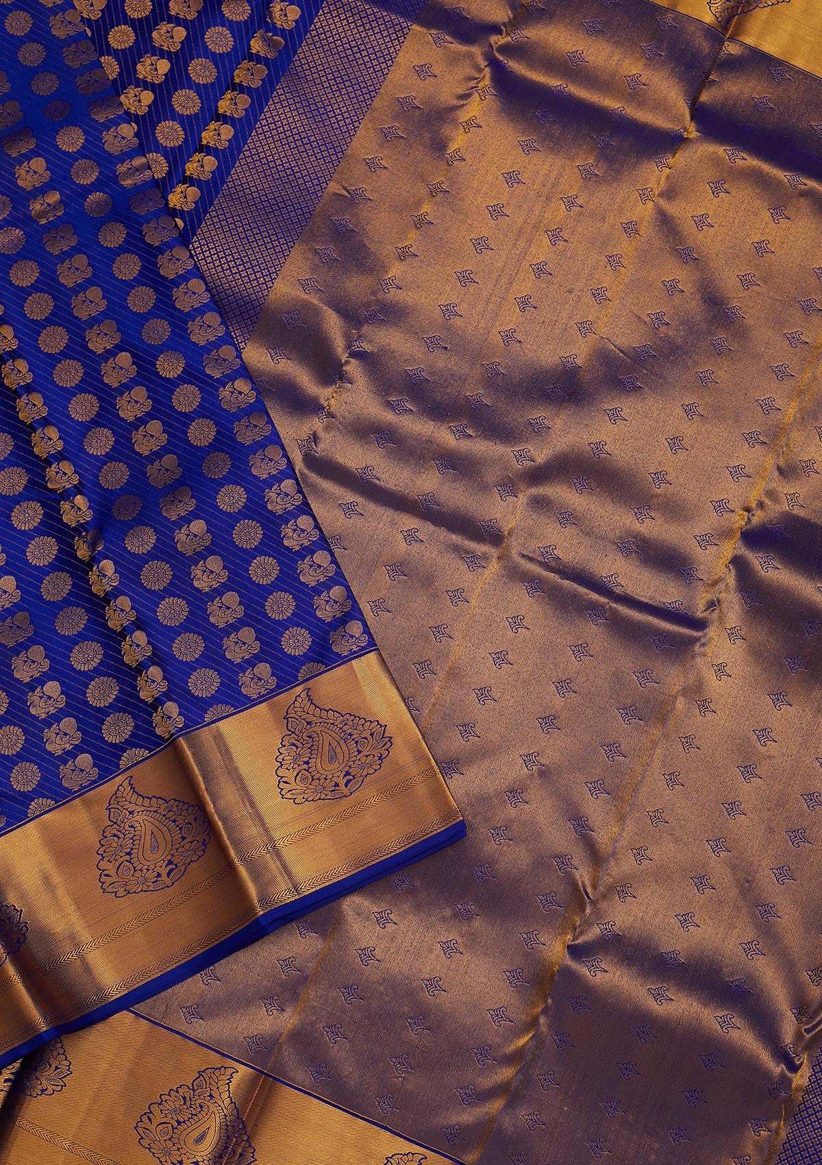 Royal Blue Zariwork Pure Silk Saree-Koskii