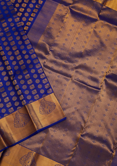 Royal Blue Zariwork Pure Silk Saree-Koskii