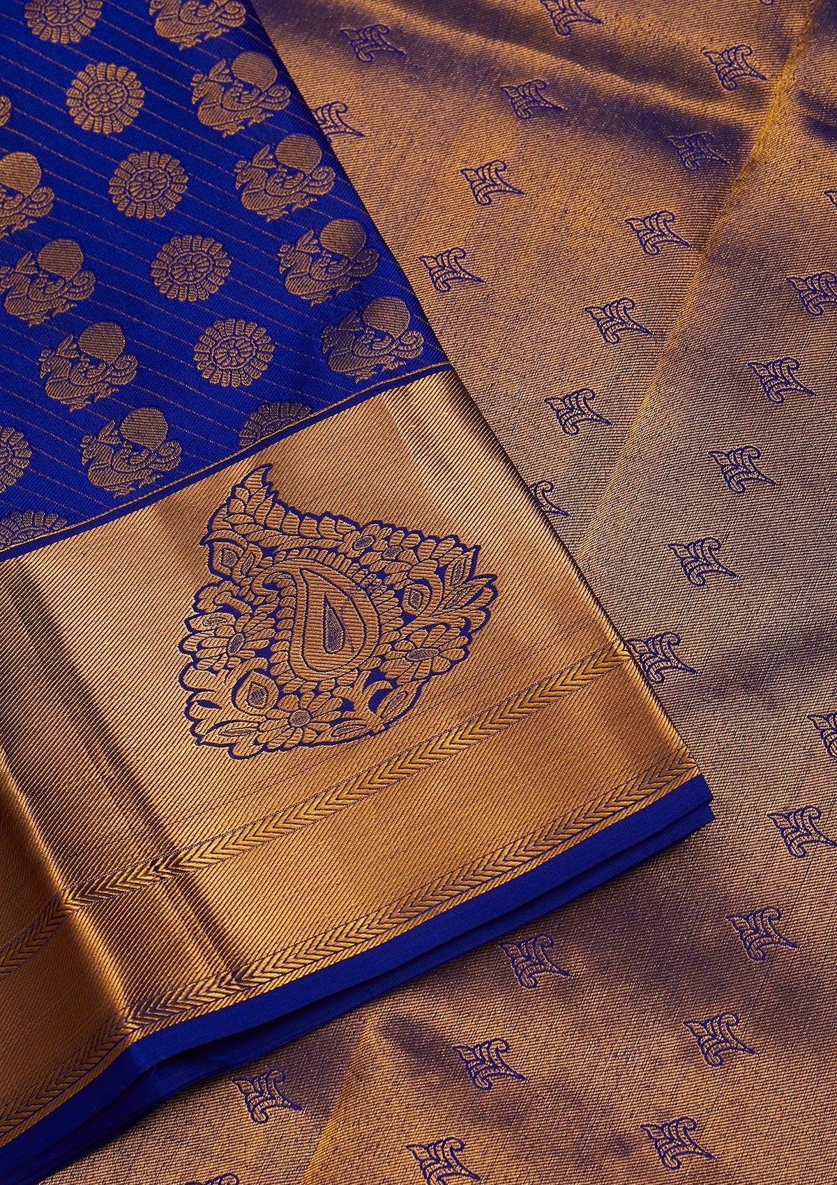 Royal Blue Zariwork Pure Silk Saree-Koskii