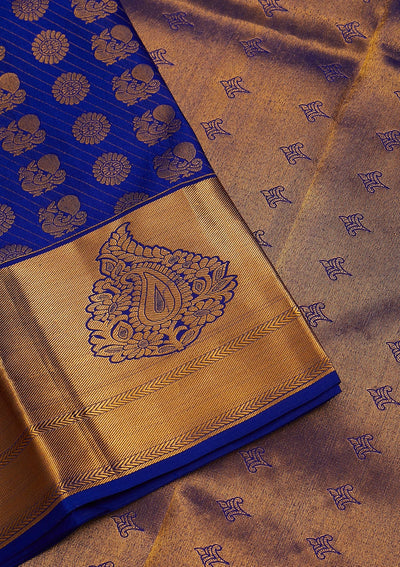 Royal Blue Zariwork Pure Silk Saree-Koskii