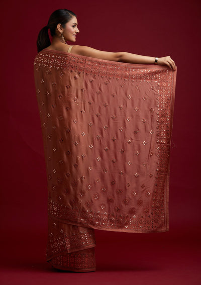Rust Gotapatti Semi Crepe Designer Saree - koskii